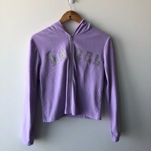 Suzy Sheir Purple “Angel” Zip Up Sweater